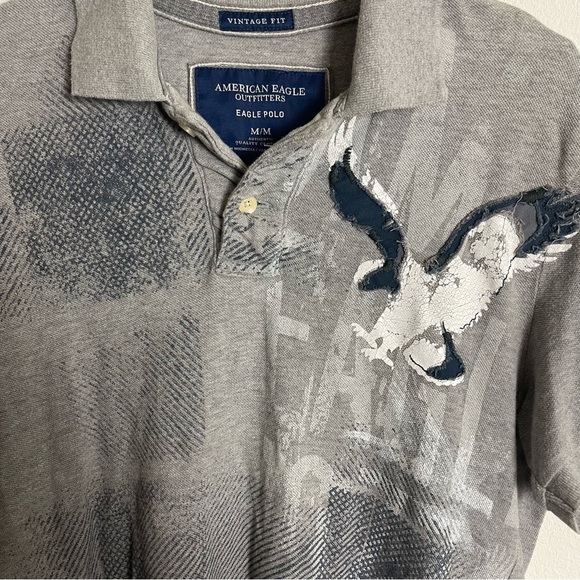 Men’s American Eagle Grey Vintage Polo Shirt Size Medium! - Picture 6 of 7
